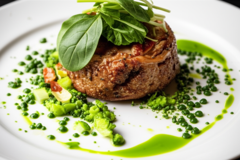 A close-up shot of a visually stunning, unexpectedly unique dish;  something that looks both delicious and unlike anything conventionally prepared.