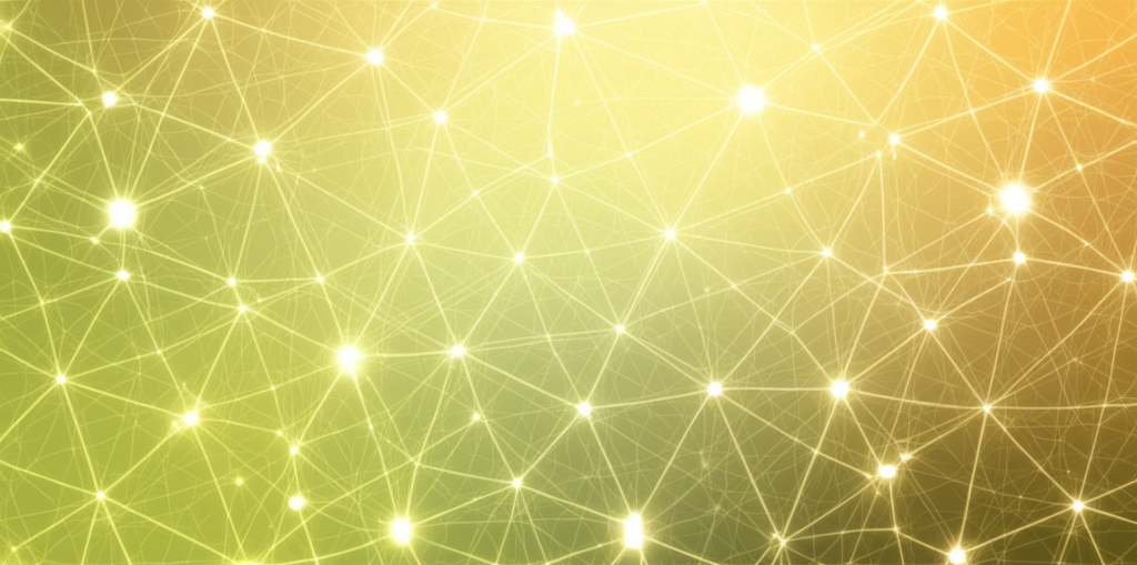 A stylized, interconnected network of glowing nodes representing AI neural networks. These nodes are arranged to subtly resemble Islamic geometric patterns, with light emanating outwards symbolizing growth and positive impact. The overall color palette should be warm and inviting, with greens and golds dominating.
